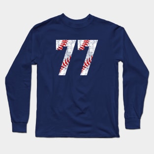 Vintage #77 Baseball Laces Baseball Mom Jersey Love Baseball Long Sleeve T-Shirt